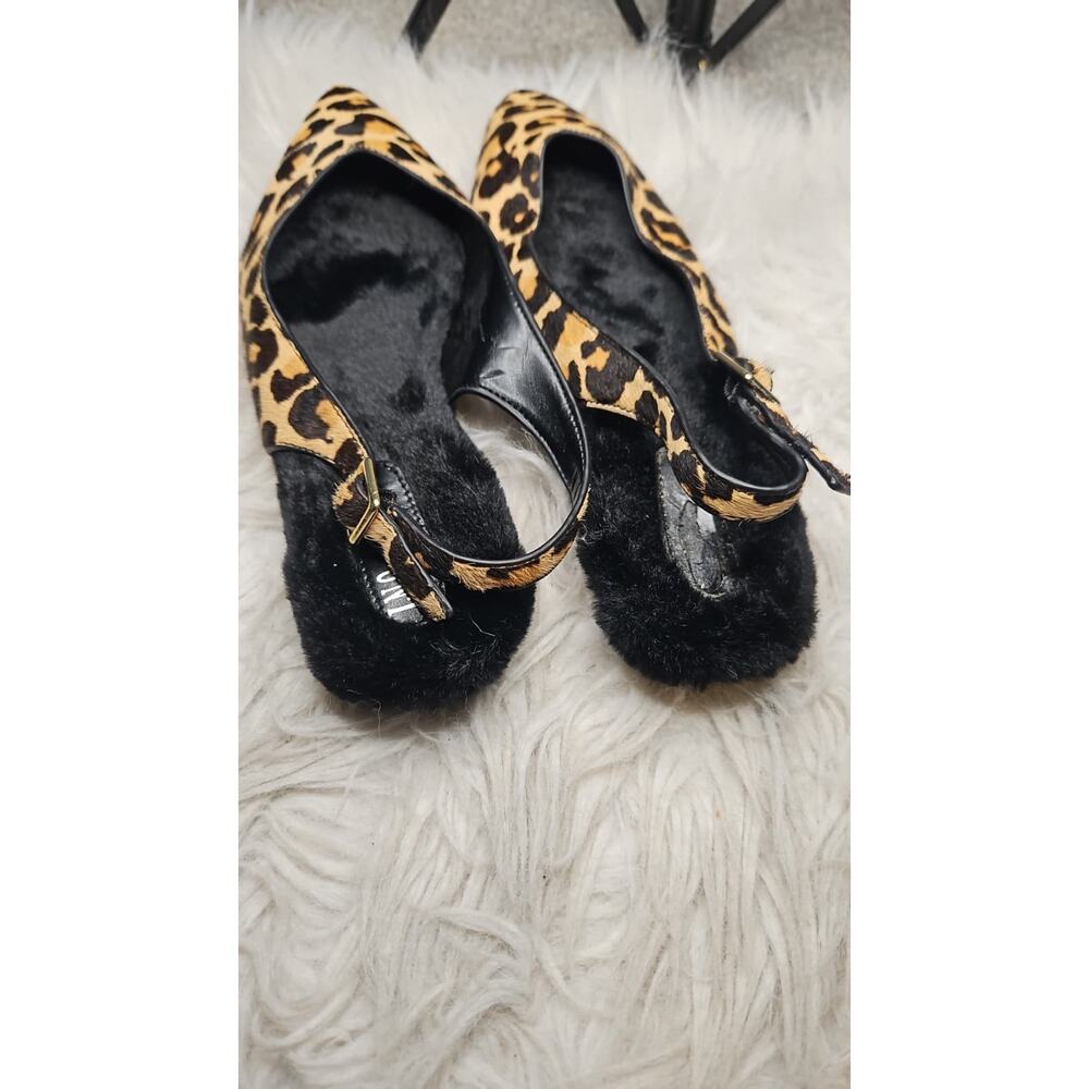 INC International Concepts Leopard Print Slingback Mules - Faux Fur - Size 7M - Picture 4 of 6